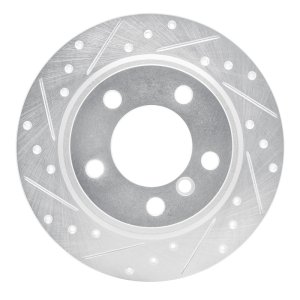 Mini Cooper Paceman Brake Rotor (1) - Rear Left - R1 Concepts - Drilled & Slotted - Silver - `11-`16